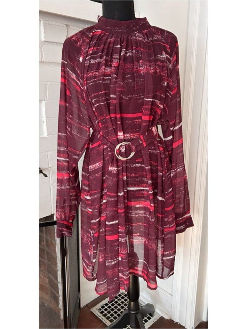 Women’s High Neck Lightweight Dress in Gorgeous Burgundy and Reds